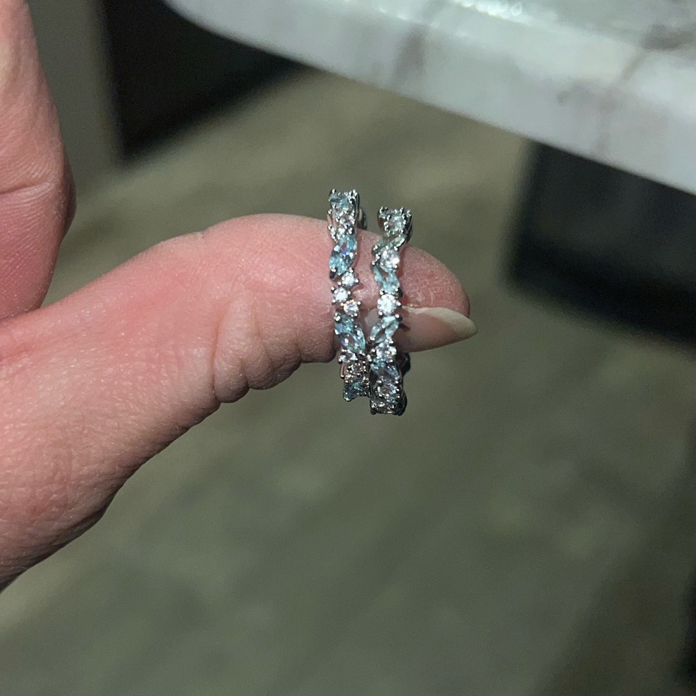 Sterling silver baby blue rhodium plating size 7